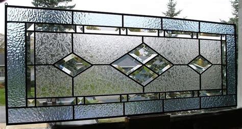 Pale Blue Clear Beveled Diamond Stained Glass Window Transom Custom Sizes OK | Stained glass ...