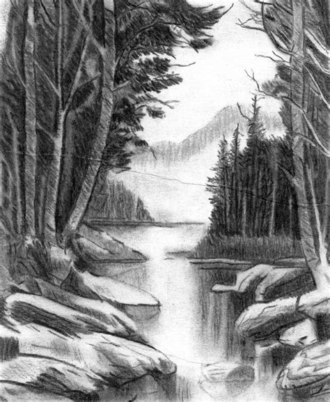 2 DIBUJO CARBONCILLO 4 | Carboncillo paisaje, Boceto de paisaje ...