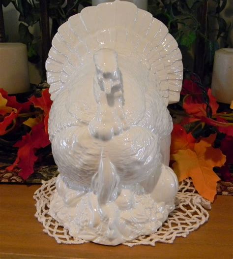 Turkey Centerpiece Large table top Handmade White Glazed