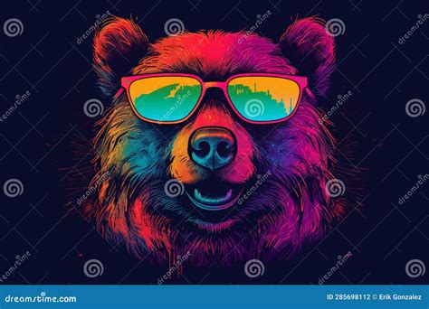 Close Up of Brown Bear with Glasses Stock Illustration - Illustration of creepy, dramatic: 285698112