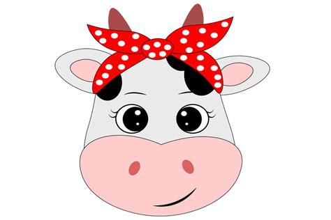 Cow face svg with bandana , Cute cow svg, Cow clip art, Cow svg design By Lillyarts | TheHungryJPEG