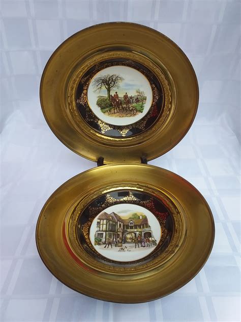 Vintage Regency Bone China England Brass Wall Pictures 2 - Etsy