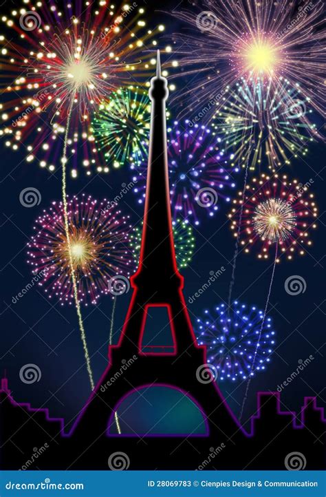 Fireworks Happy New Year Paris City Stock Photos - Image: 28069783