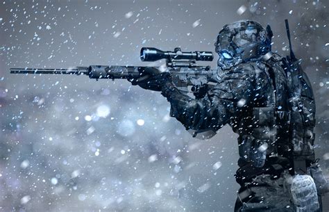 soldier, Sniper rifle, Winter, Snow, Science fiction, Futuristic Wallpapers HD / Desktop and ...