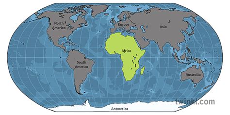 robinson proyeksi peta dunya 7 buana Afrika kalayan labél ver 1 3 Illustration