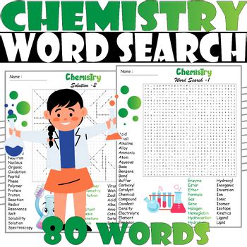 Chemistry Word Search Puzzle, All About Chemistry Word Search Activities