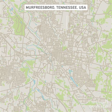 Murfreesboro Tennessee US City Street Map Digital Art by Frank Ramspott - Fine Art America