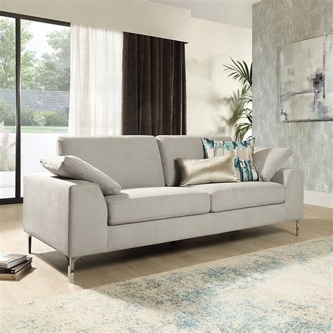 Valencia 3 Seater Sofa, Dove Grey Classic Plush Fabric Only £649.99 ...