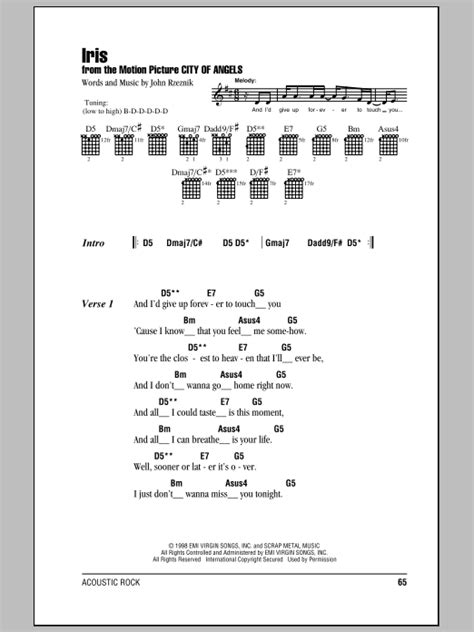 Iris by Goo Goo Dolls Sheet Music for Guitar Chords/Lyrics at Sheet Music Direct