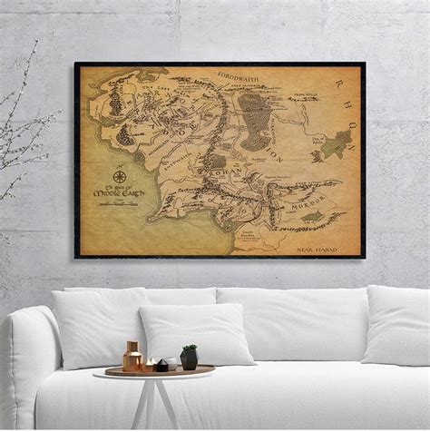 Middle Earth Retro Near HARAD City Map Wall Art Poster Vintage - Etsy