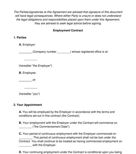 Employment Contract - Sample, Template - Word & PDF