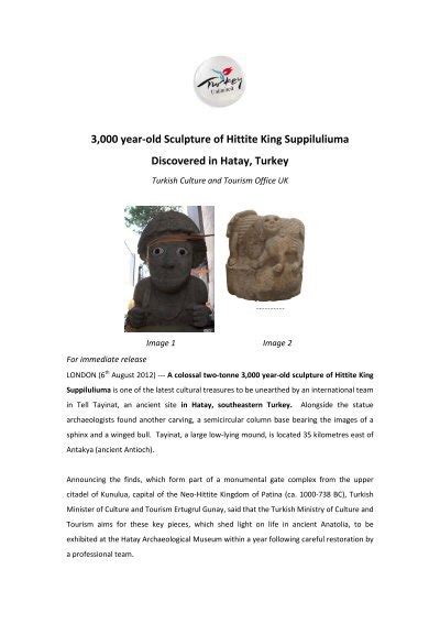 3000 year-old Sculpture of Hittite King Suppiluliuma Discovered in ...