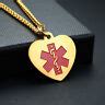 Personalized Medical Alert Necklace Red Heart 5 Line Engraving FREE SHIP | eBay