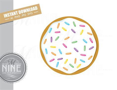 Sprinkle Cookie Clip Art Downloads Vector Cookie Ai Png Jpg Svg Pdf Clipart Cookie Instant ...