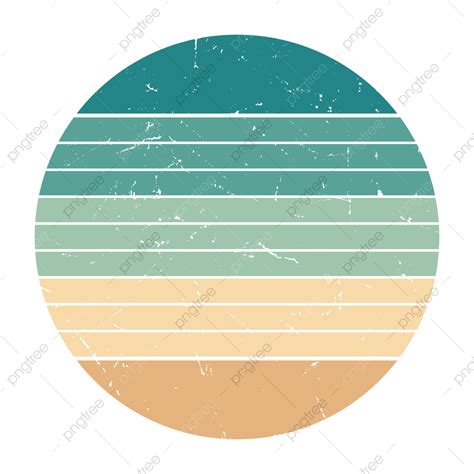 Retro Sunset Beach Vector PNG Images, Vintage Retro Sunset Striped Circle Art, Retro Vintage ...