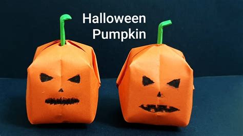 DIY origami Halloween pumpkin, easy paper origami - YouTube