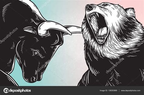 Artwork of bear and bull heads Stock Vector Image by ©Rawpixel #138353890