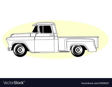 Silhouette retro pick-up truck - vintage Vector Image