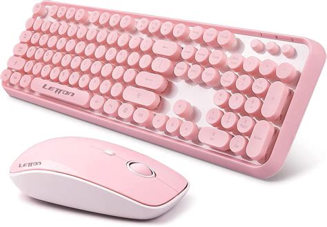 Amazon.com: Letton - Combo de teclado inalámbrico y mouse de 2.4 GHz, teclado inalámbrico retro ...