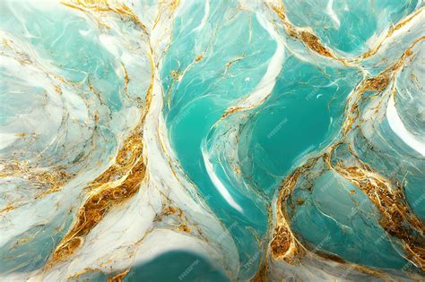 Premium Photo | Turquoise and gold 3d marble wallpaper