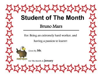 Student of the Month Award-Template *EDITABLE by A to Z Resources