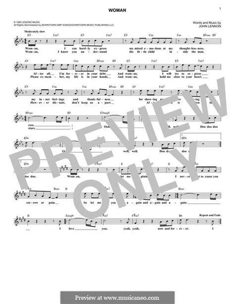 Woman by J. Lennon - sheet music on MusicaNeo