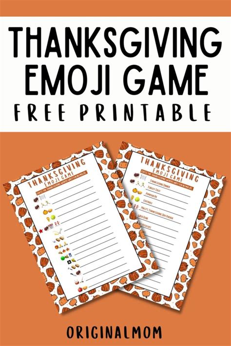 Thanksgiving Emoji Pictionary Game Free Printable - OriginalMOM