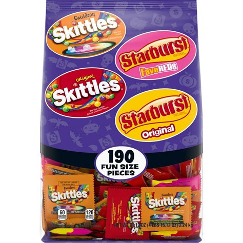 Skittles and Starburst Halloween Candy, Fun Size, 79.13 Oz, 190 Ct - Walmart.com - Walmart.com