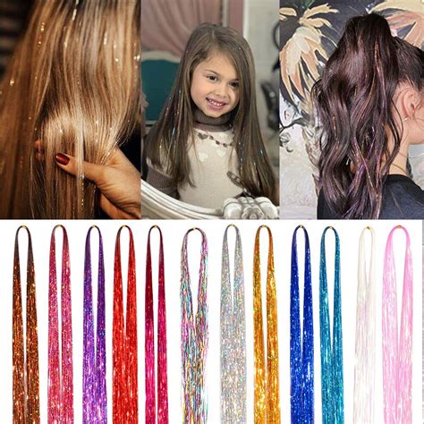 Buy Hair Tinsel Kit Strands With Tool 48 Inch 12 Colors 2100 Strands ...