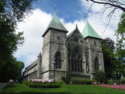 Exterior of the famous Stavanger Domkirke, a medieval cathedral in Stavanger city, Norway