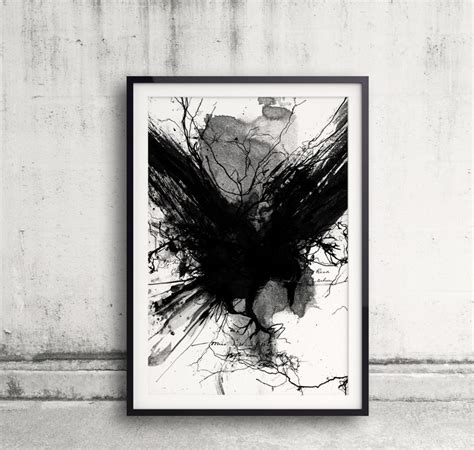 Black Raven Black and White Raven Art Print Raven Poster - Etsy