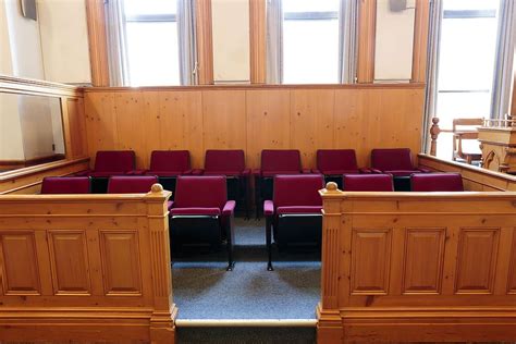 seats, jury box, jury, box, courtroom, empty, chairs, court, interior ...