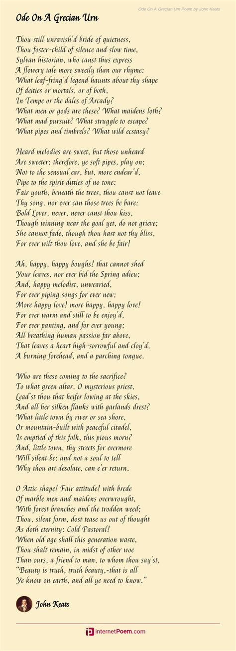 Ode On A Grecian Urn Poem by John Keats