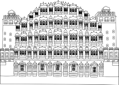 My Graphic work: Hawa Mahal Architecture Drawing Art, Indian ...