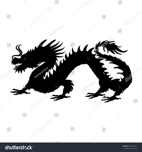 Chinese Dragon Silhouette Symbol Traditional China Stock Vector ...