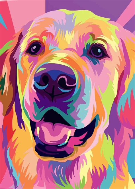 'Golden Retriever Pop Art' Poster, picture, metal print, paint by Ultimate Design | Displate ...