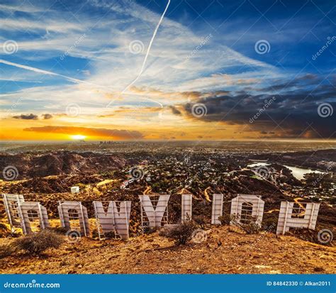 Colorful Sky Over Hollywood Sign at Sunset Editorial Image - Image of ...