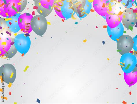 Happy Birthday - Balloons Background Design (place for text) vector birthday card, party ...