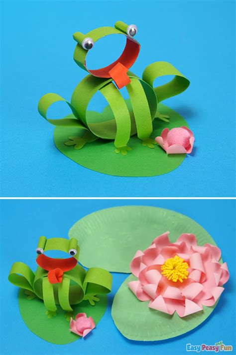 Frog Craft Made with Paper Strips - Easy Peasy and Fun