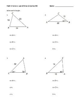 Law of Sines & Cosines worksheet by Sarah Dragoon | TPT