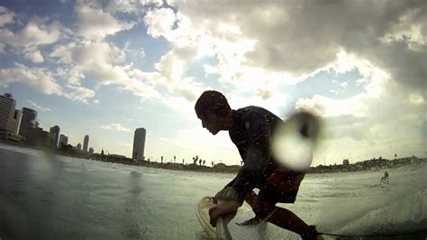 SUP Surfing, Tel Aviv Beach - The Maaravi Beach (GoPro) - YouTube