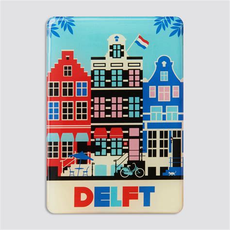 990 epoxy fridge magnet Delft Canal houses - Orange Panda