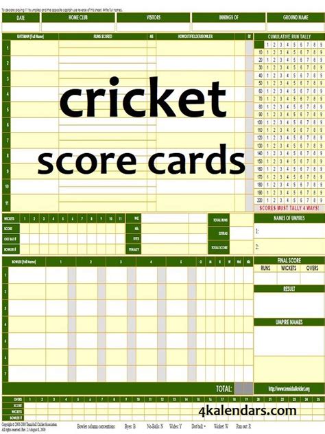 Prontable cricket score cards pdf | Cricket score card, Cricket score ...