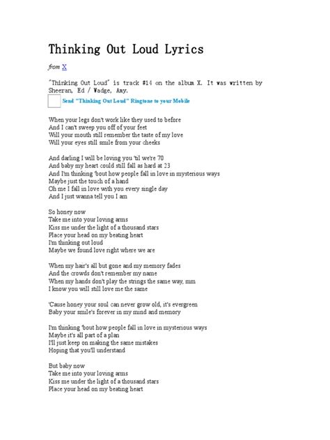 Thinking Out Loud Lyrics | PDF