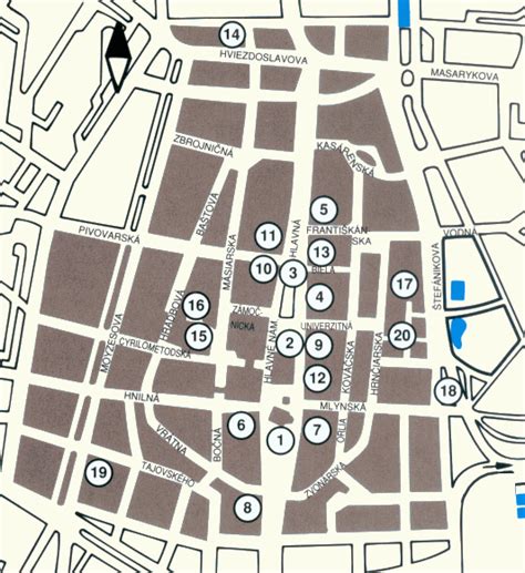 KOSICE - CITY CENTRE MAP