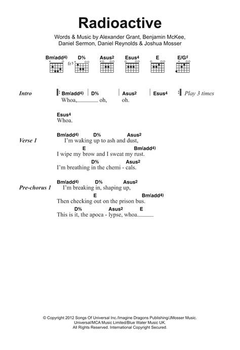 Imagine Dragons Radioactive Chords - Franny Darlleen