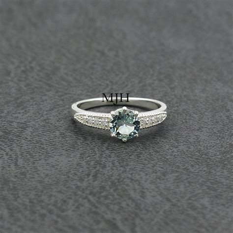 Aquamarine Ring Natural Aquamarine Vintage Aquamarine Ring - Etsy