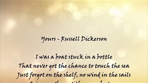 Yours - Russell Dickerson Lyrics - YouTube