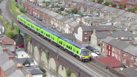 Train leaving Drumcondra Station from Croke Park Skyline - YouTube