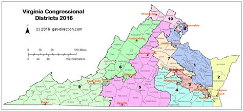 Map of Virginia Congressional Districts 2016